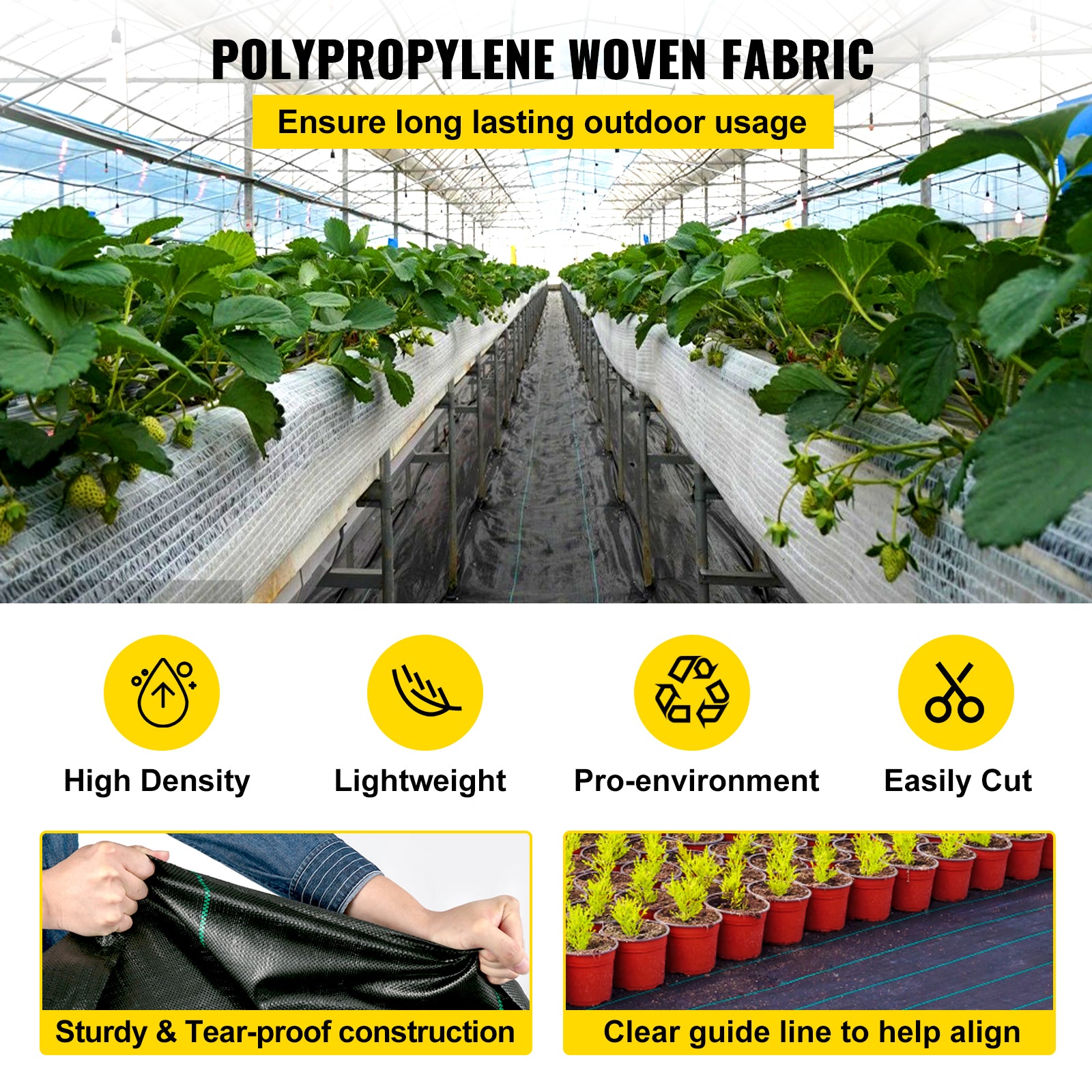 6FT300FT Premium Weed Barrier Fabric Heavy Duty 2.4OZ, Woven Weed Control Fabric, High Permeability Good for Flower Bed, Geotextile Fabric for Underlayment, Polyethylene Ground Cover