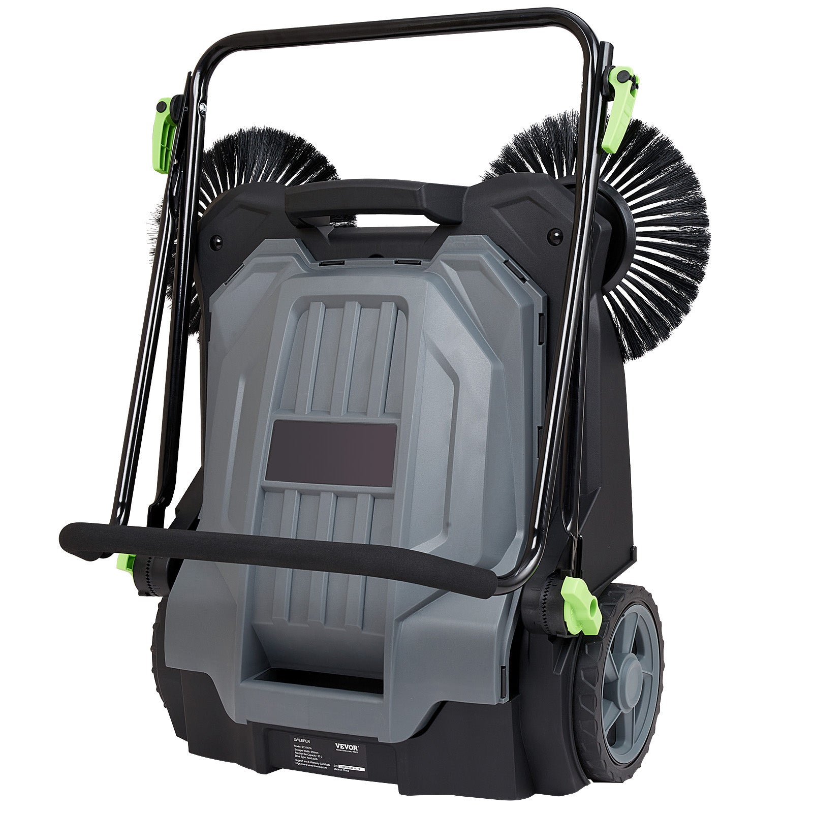 Walk-behind Hand Push Floor Sweeper, 25.6" Sweeping Width Floor Sweeper Manual Non-Electric, 5-Gallon Waste Container, Angle & Height Adjustable Folding Handle for Walkway, Yard, Garage, Patio