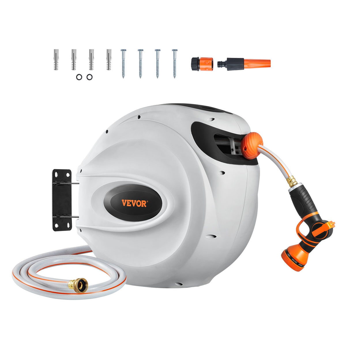 Retractable Hose Reel Water Hose Reel 115'x1/2" 180° Swivel Wall-Mounted