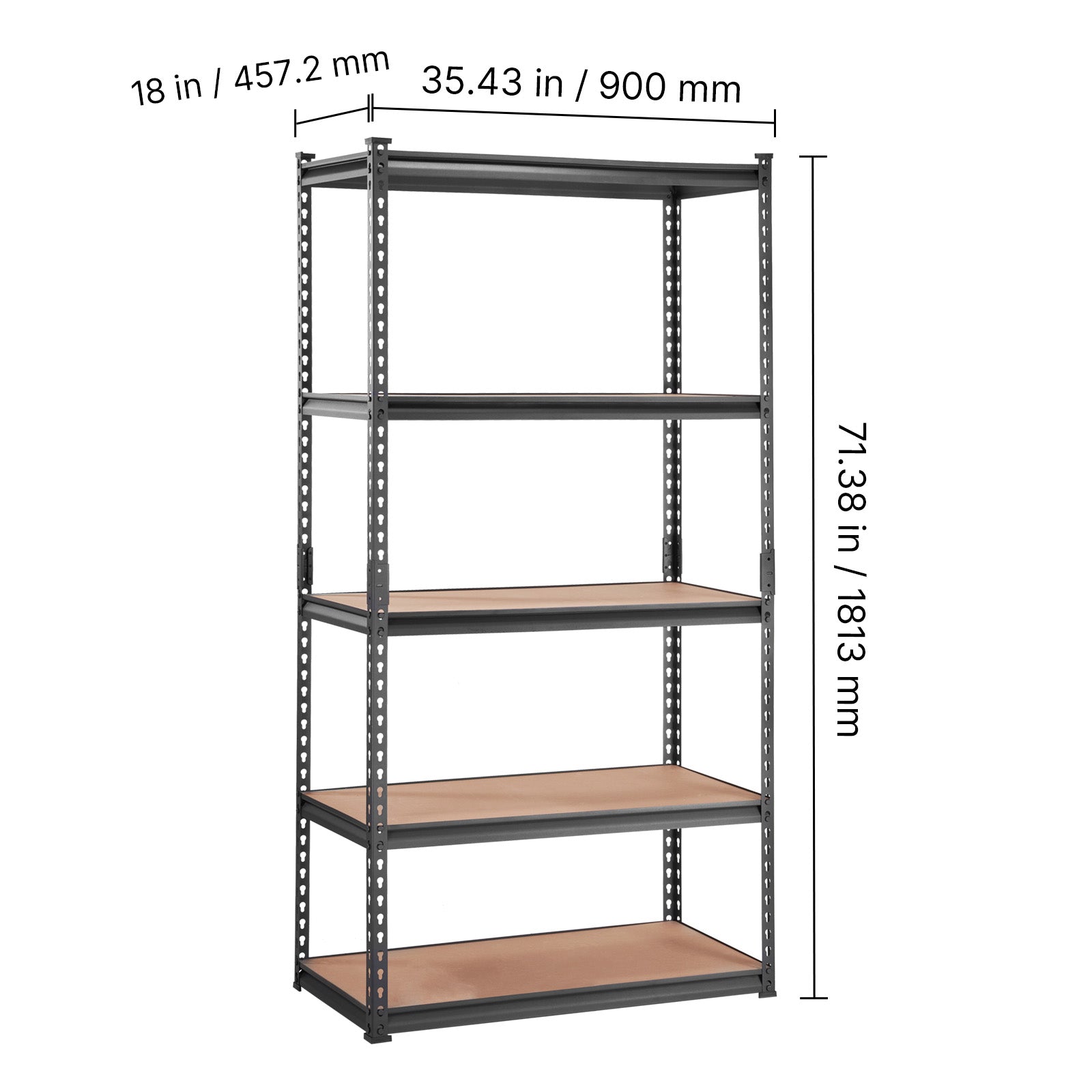 Storage Shelving Unit, 5-Tier Adjustable, 2000 lbs Capacity, Heavy Duty Garage Shelves Metal Organizer Utility Rack, Black, 36" L x 18" W x 72" H for Kitchen Pantry Basement Bathroom Laundry