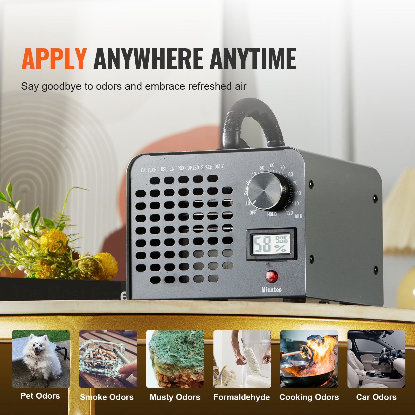 Ozone Generator, 36000mg/h Ozone Machine Odor Remover, High Capacity Commercial/Industrial Ozone Generator Machine, Home Air Ionizers Deodorizer with 0-120 min Time Setting for Rooms, Cars, Pets