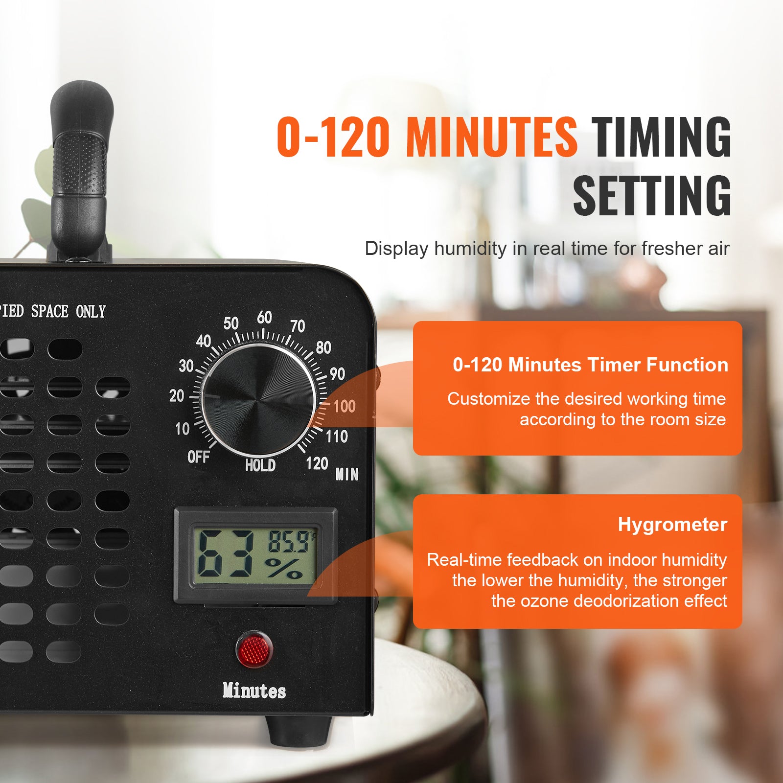 Ozone Generator, 36000mg/h Ozone Machine Odor Remover, High Capacity Commercial/Industrial Ozone Generator Machine, Home Air Ionizers Deodorizer with 0-120 min Time Setting for Rooms, Cars, Pets