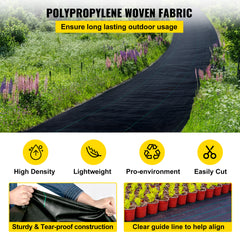 6FTx300FT Premium Weed Barrier Fabric Heavy Duty 3.2OZ, Woven Weed Control Fabric, High Permeability Good for Flower Bed, Geotextile Fabric for Underlayment, Polyethylene Ground Cover