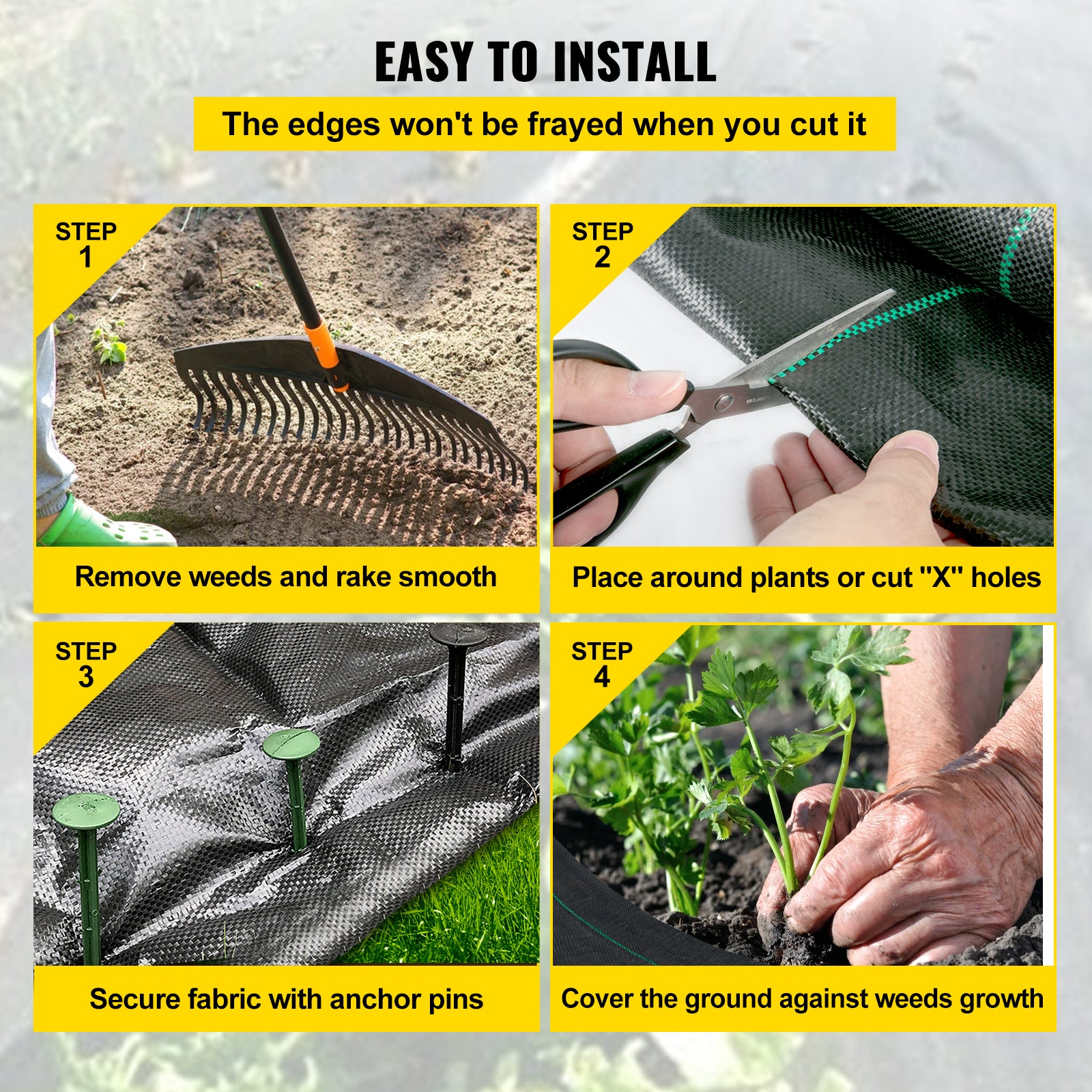 6FTx300FT Premium Weed Barrier Fabric Heavy Duty 3.2OZ, Woven Weed Control Fabric, High Permeability Good for Flower Bed, Geotextile Fabric for Underlayment, Polyethylene Ground Cover