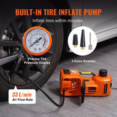 Electric Car Jack, 5 Ton/11023 LBS Hydraulic Car Jack, Portable Car Jack Lifting with Built-in Inflatable Pump and LED Light, Car Jack for SUV MPV Sedan Truck Change Tires Garage Repair