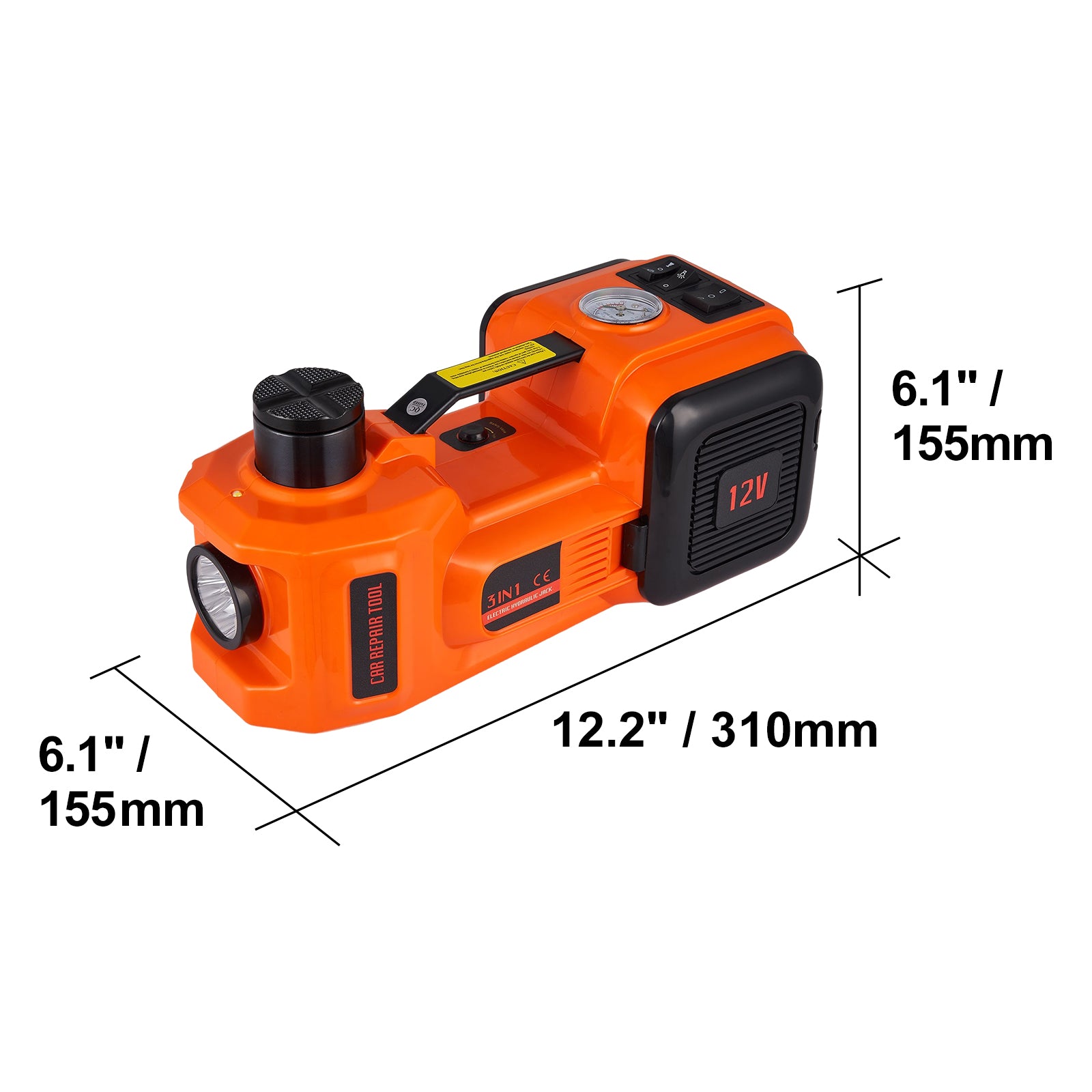 Electric Car Jack, 5 Ton/11023 LBS Hydraulic Car Jack, Portable Car Jack Lifting with Built-in Inflatable Pump and LED Light, Car Jack for SUV MPV Sedan Truck Change Tires Garage Repair