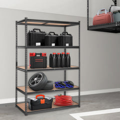 Storage Shelving Unit, 5-Tier Adjustable, 2000 lbs Capacity, Heavy Duty Garage Shelves Metal Organizer Utility Rack, Black, 48" L x 24" W x 72" H for Kitchen Pantry Basement Bathroom Laundry