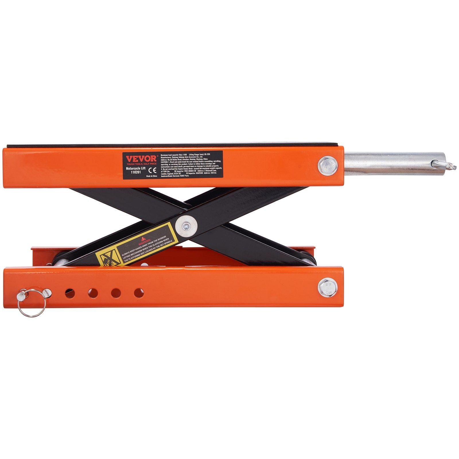 Motorcycle Lift, 1100 LBS Motorcycle Scissor Lift Jack with Wide Deck & Safety Pin, 3.7"-13.8" Center Hoist Crank Stand, Steel Scissor Jack for Street Bikes, Cruiser Bikes, Touring Motorcycles