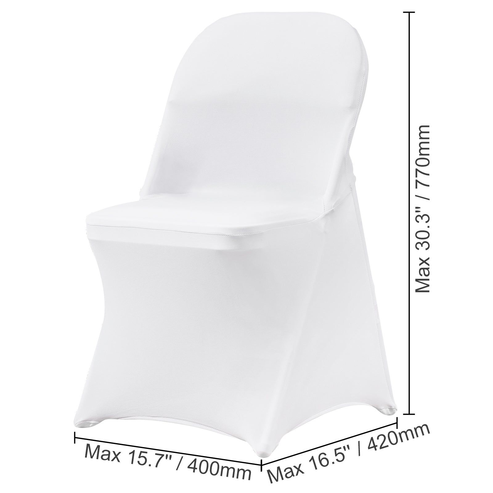 White Stretch Spandex Chair Covers - 30 PCS, Folding Kitchen Chairs Cover, Universal Washable Slipcovers Protector, Removable Chair Seat Covers, for Wedding Party Dining Room Banquet Event