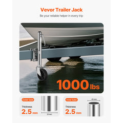 Boat Trailer Jack Marine Heavy Duty Swivel Mount Tongue Jack 1000 lbs Load