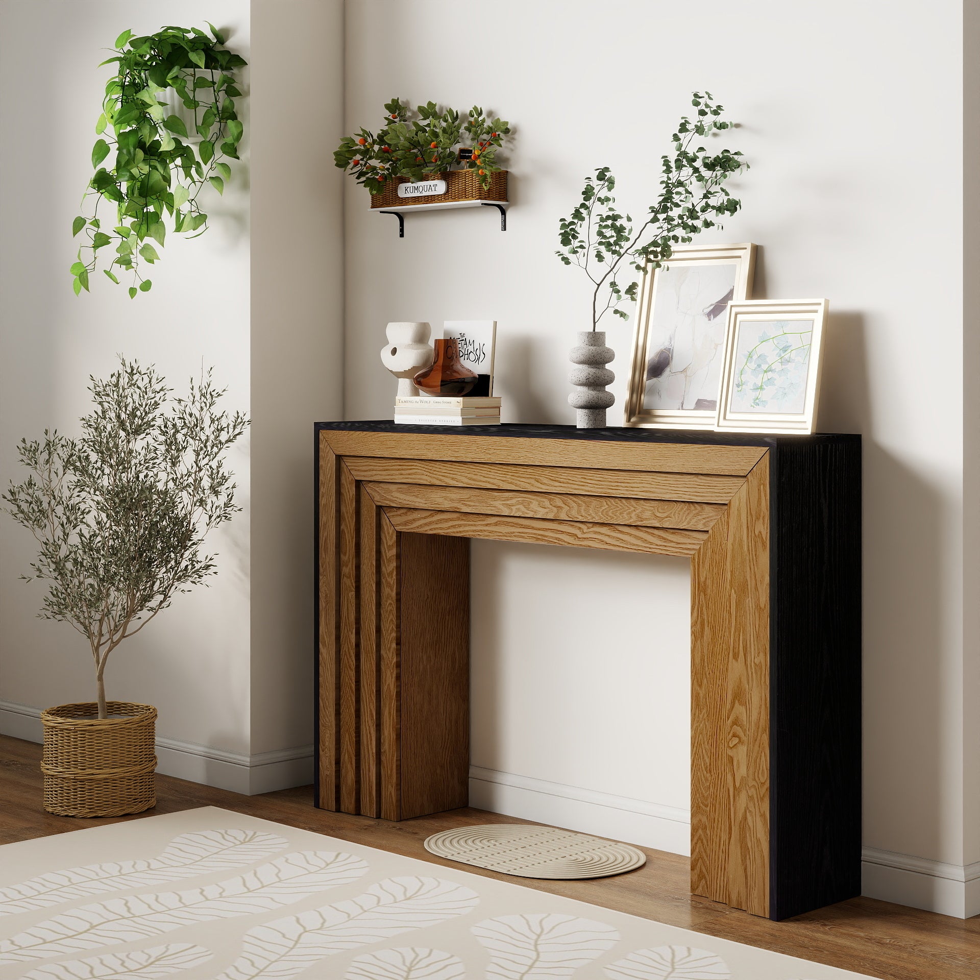 47in Modern Wood Console Table , Entryway Table, Sofa Table - Rustic & Contemporary Design