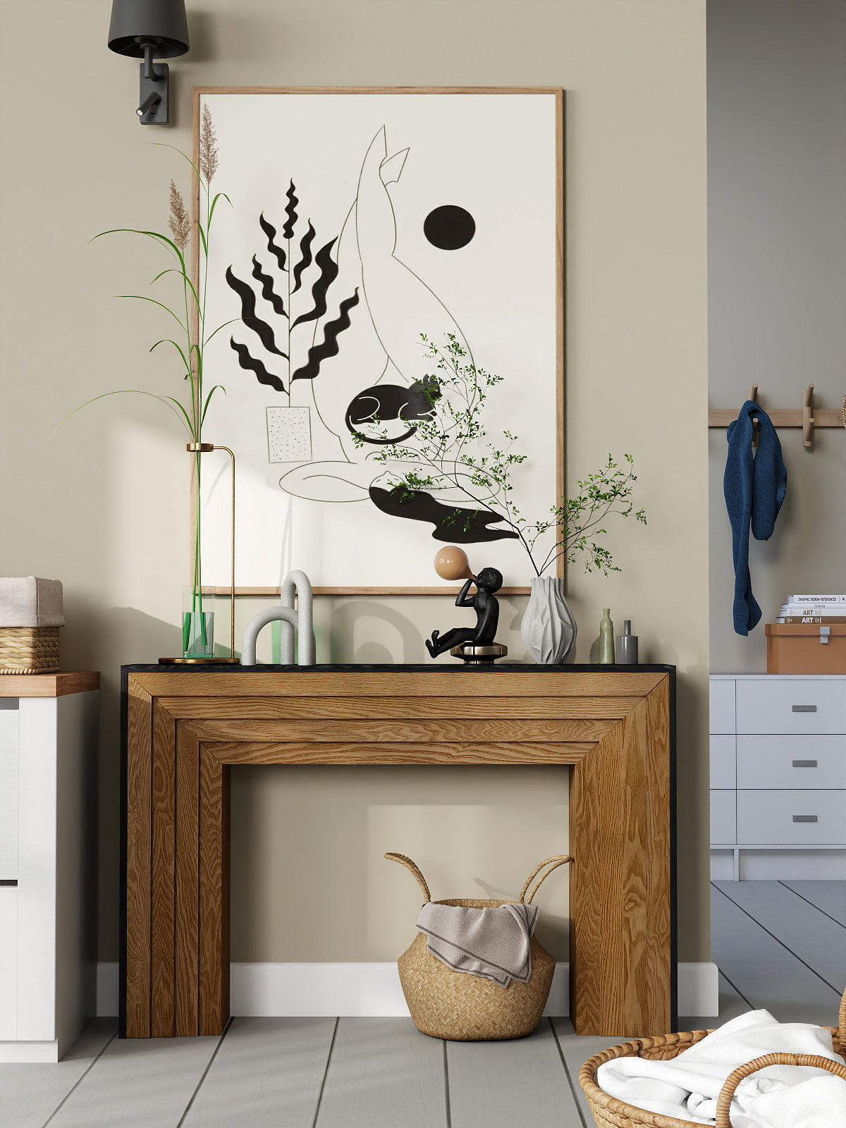 47in Modern Wood Console Table , Entryway Table, Sofa Table - Rustic & Contemporary Design