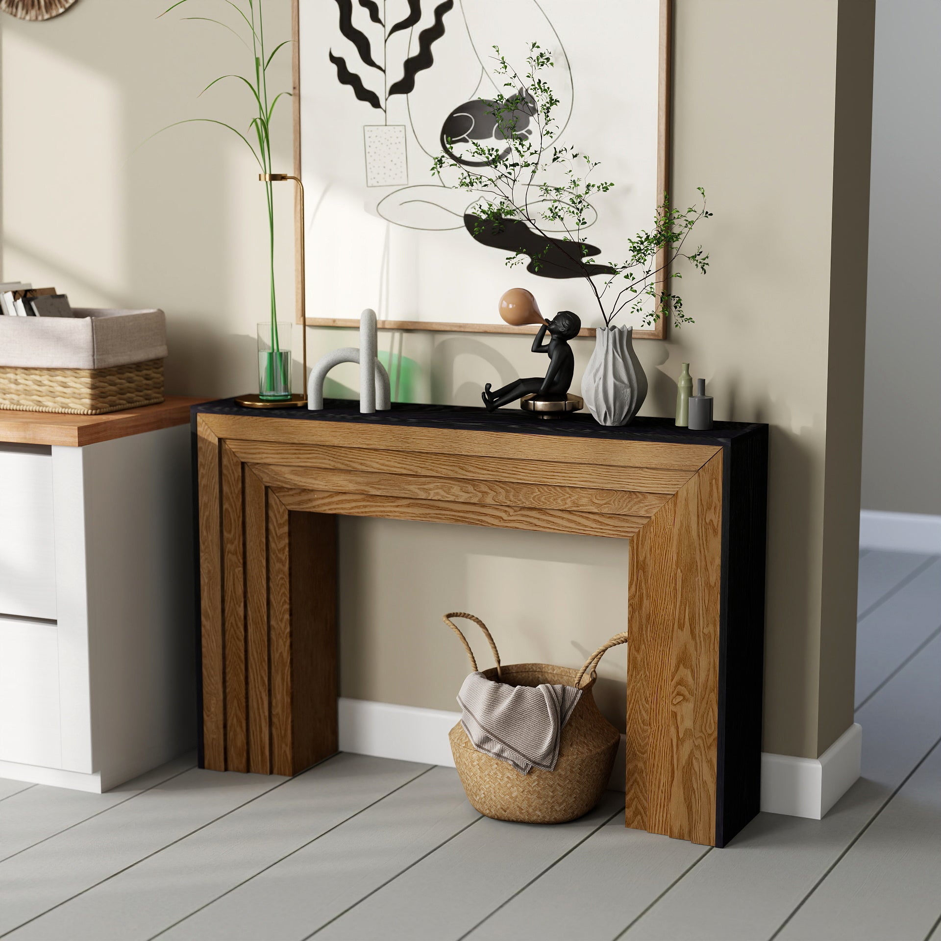 47in Modern Wood Console Table , Entryway Table, Sofa Table - Rustic & Contemporary Design