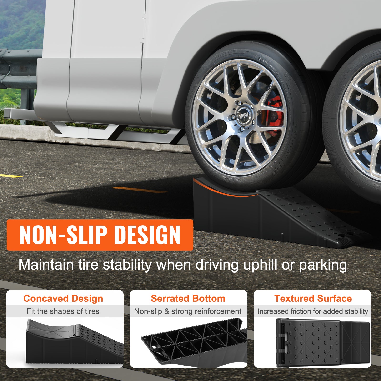 Car Service Ramp, 20000 lbs/10 ton Loading Capacity, 5.5" Lift Car Ramp, Low Profile Plastic Tire Ramp, Heavy Duty Truck Ramp for Oil Changes Wheels, Lift Vehicle Maintenance, 1-Pack