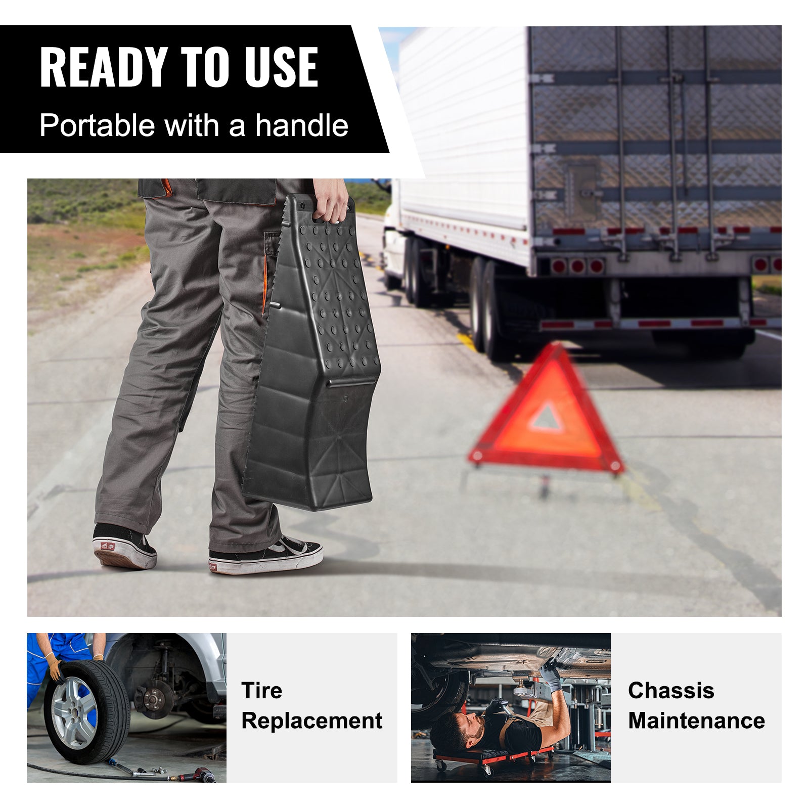 Car Service Ramp, 20000 lbs/10 ton Loading Capacity, 5.5" Lift Car Ramp, Low Profile Plastic Tire Ramp, Heavy Duty Truck Ramp for Oil Changes Wheels, Lift Vehicle Maintenance, 1-Pack