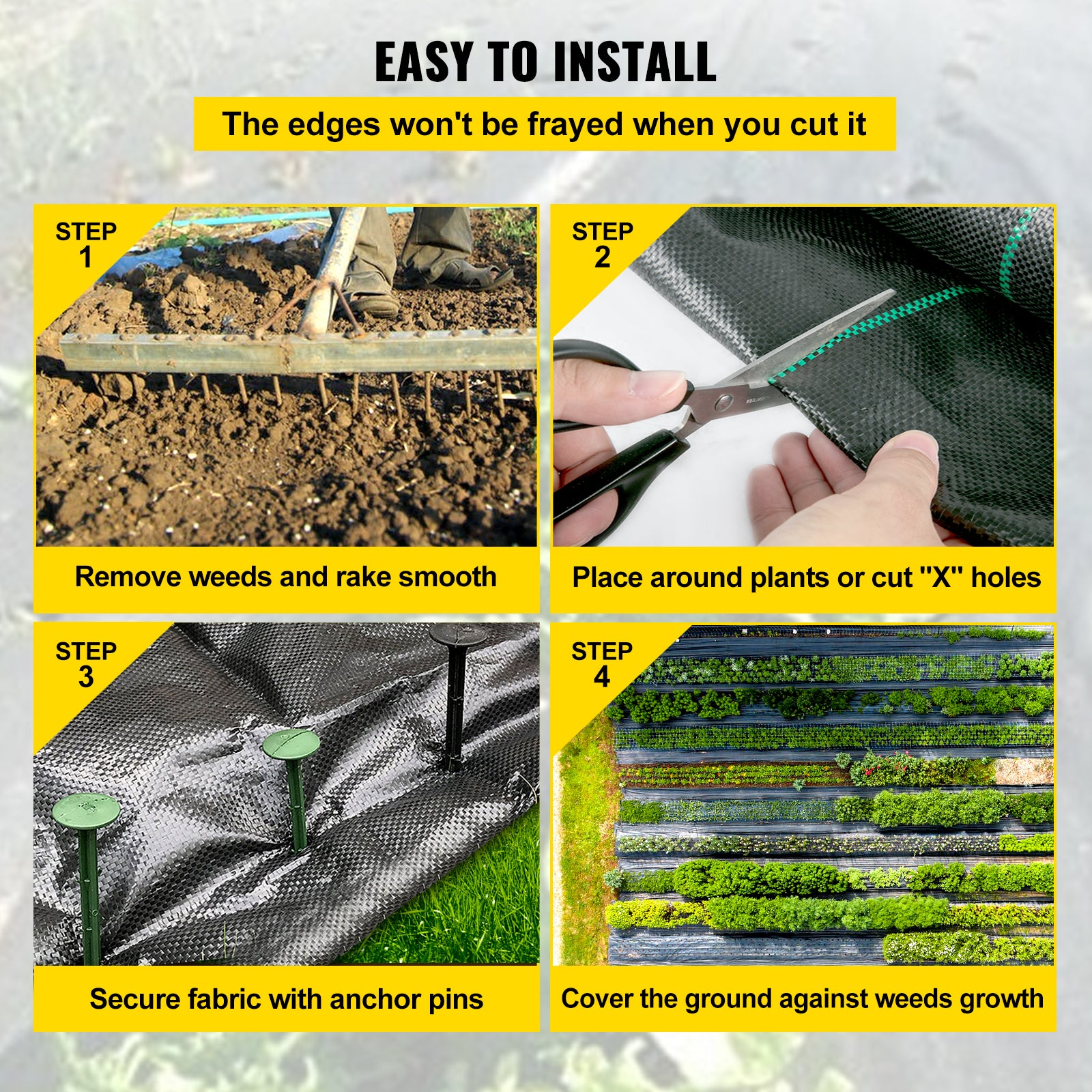 6.5FTx300FT Premium Weed Barrier Fabric Heavy Duty 3OZ, Woven Weed Control Fabric, High Permeability Good for Flower Bed, Geotextile Fabric for Underlayment, Polyethylene Ground Cover