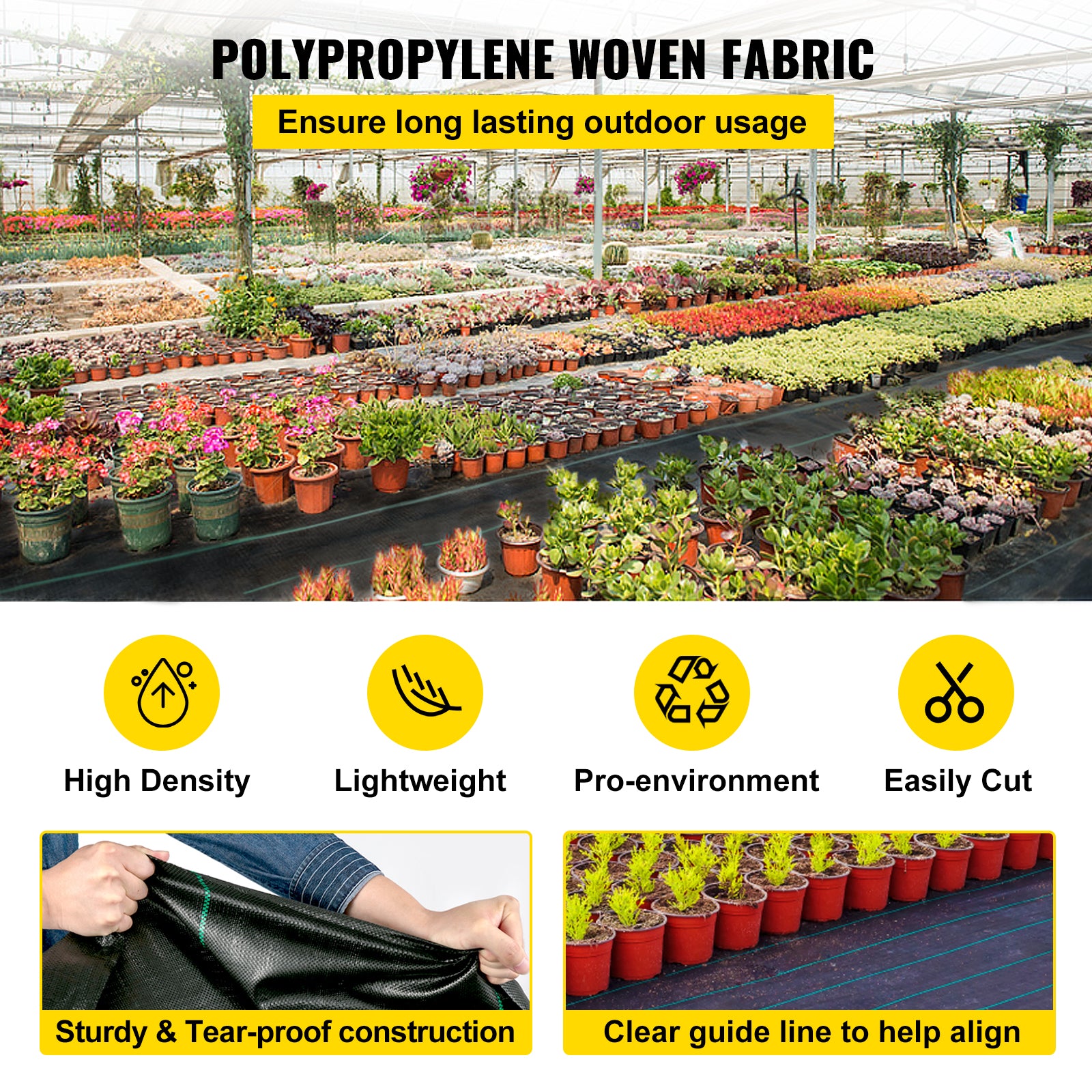6.5FTx300FT Premium Weed Barrier Fabric Heavy Duty 3OZ, Woven Weed Control Fabric, High Permeability Good for Flower Bed, Geotextile Fabric for Underlayment, Polyethylene Ground Cover