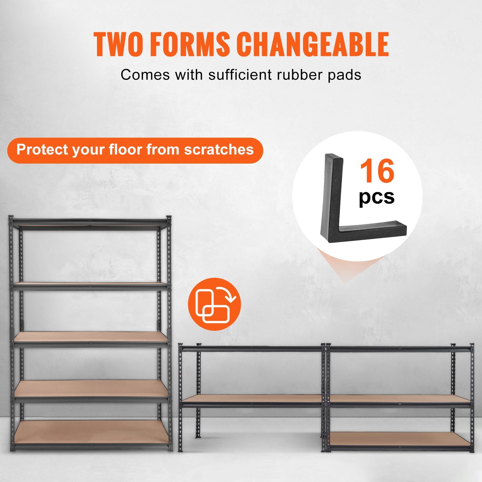 Storage Shelving Unit, 5-Tier Adjustable, 2000 lbs Capacity, Heavy Duty Garage Shelves Metal Organizer Utility Rack, Black, 18" D x 48" W x 72" H for Kitchen Pantry Basement Bathroom Laundry