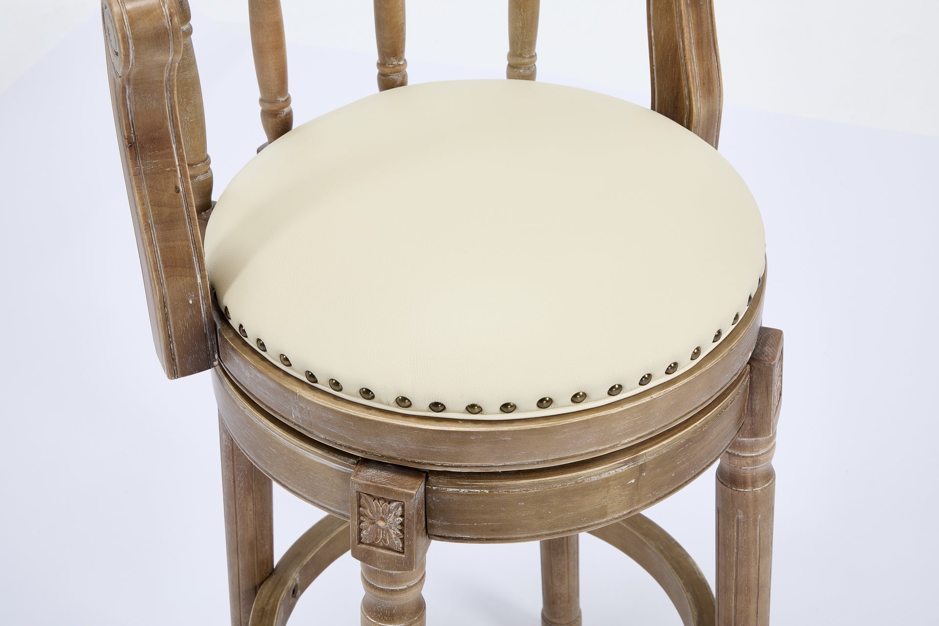 Cow top Leather Wooden Bar Stools, 360 Degree Swivel Bar Chair with Backs,Bar height Couner Height Barstools  for Home Kitchen Dining Room and Bar Room(Beige 1pc)