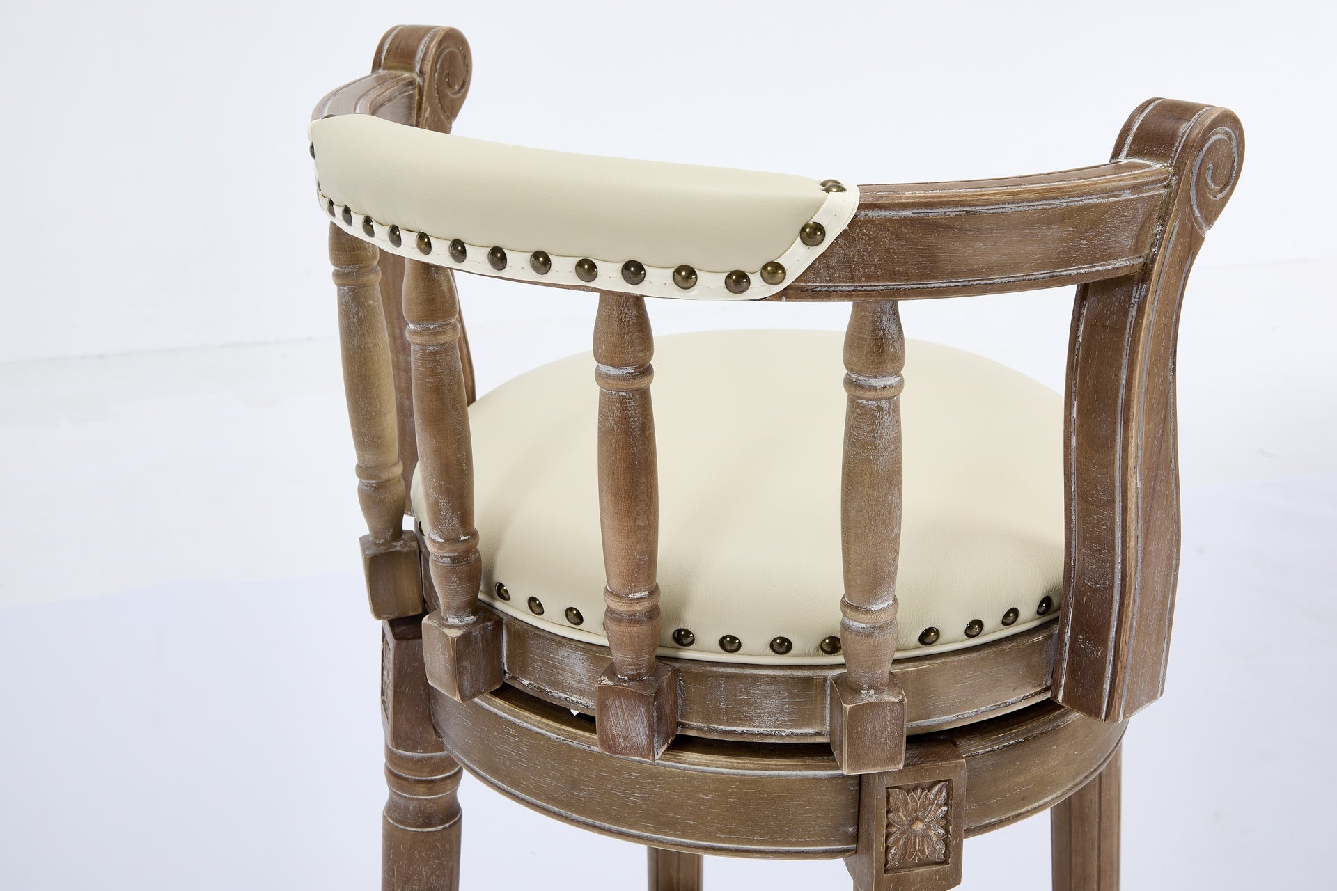 Cow top Leather Wooden Bar Stools, 360 Degree Swivel Bar Chair with Backs,Bar height Couner Height Barstools  for Home Kitchen Dining Room and Bar Room(Beige 1pc)
