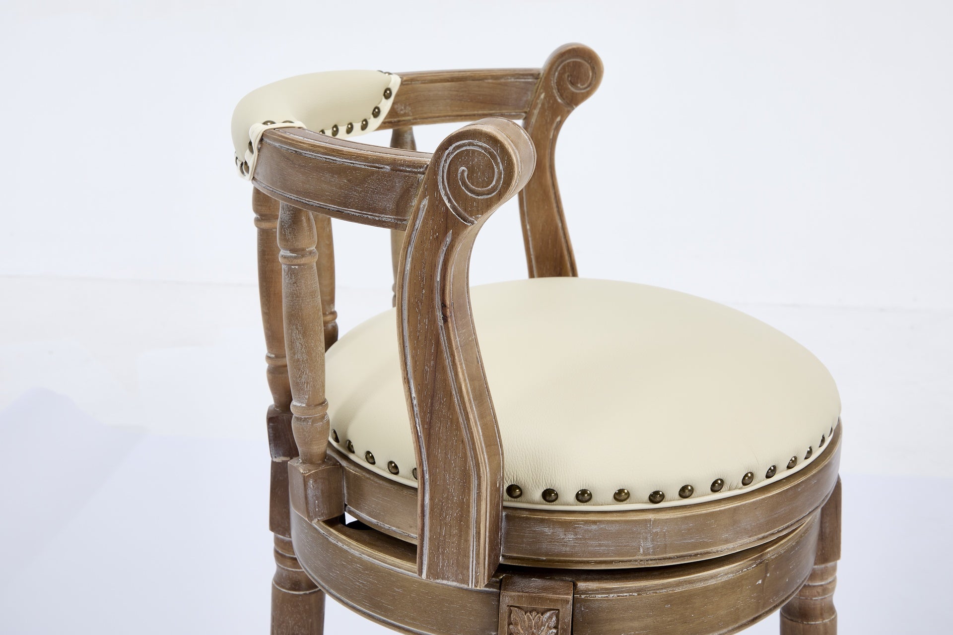 Cow top Leather Wooden Bar Stools, 360 Degree Swivel Bar Chair with Backs,Bar height Couner Height Barstools  for Home Kitchen Dining Room and Bar Room(Beige 1pc)
