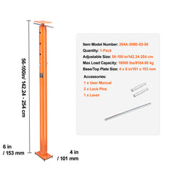 Adjustable Floor Jack Post House Floor Leveling Lift 56"-100" Height Range
