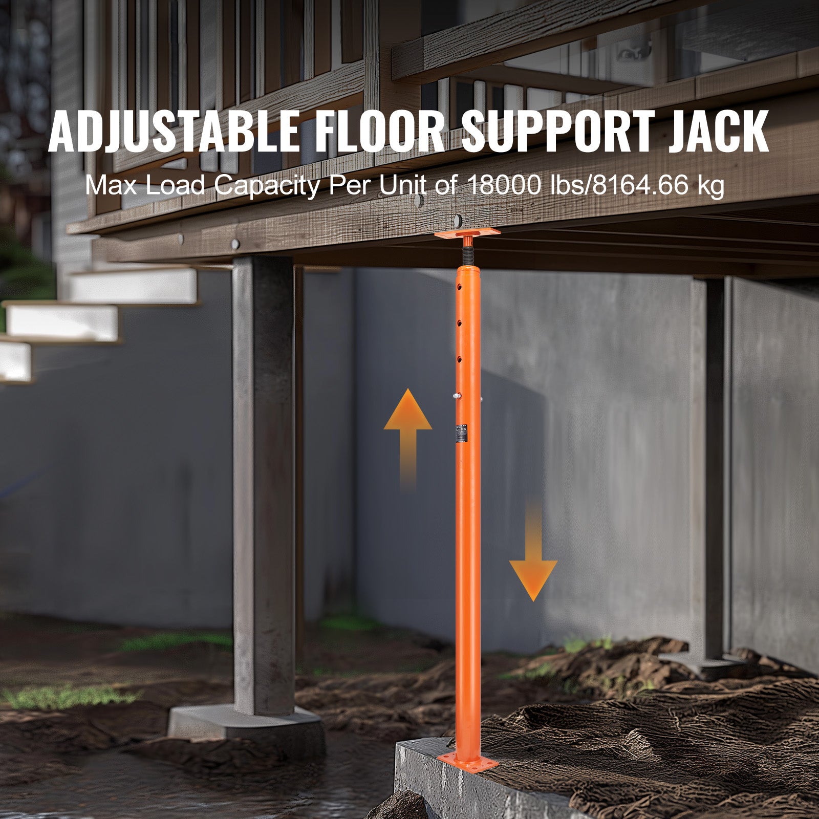 Adjustable Floor Jack Post House Floor Leveling Lift 56"-100" Height Range