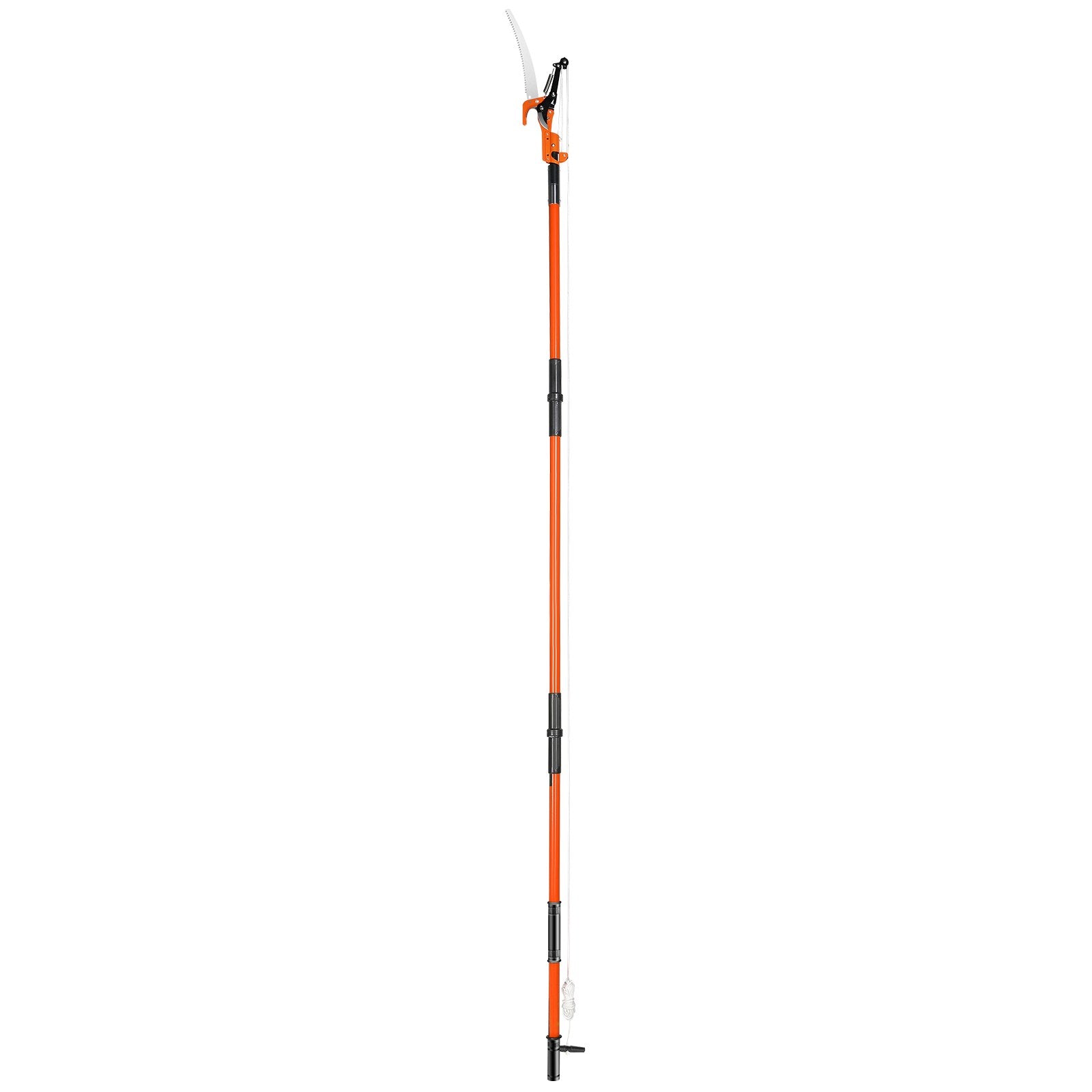 Manual Pole Saw, 7.3-27 ft Extendable Tree Pruner, Sharp Steel Blade and Scissors High Branches Trimming, Branch Trimmer with Lightweight 8 Fiberglass Handles, for Pruning Palms and Shrubs
