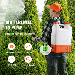 Battery Powered Backpack Sprayer with Cart, 0-94 PSI Adjustable Pressure, 4 Gallon Tank on Wheels, with 8 Nozzles and 2 Wands, 12V 7.2Ah Battery, Wide Mouth Lid for Weeding, Spraying, Cleaning