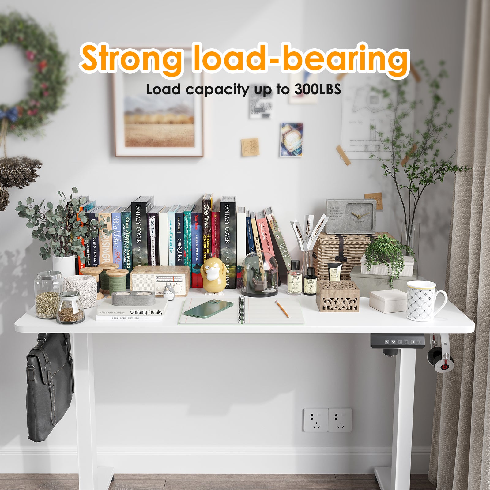 STARY Electric Standing Desk Adjustable Height Sit Stand Home Office Desk with Splice Board