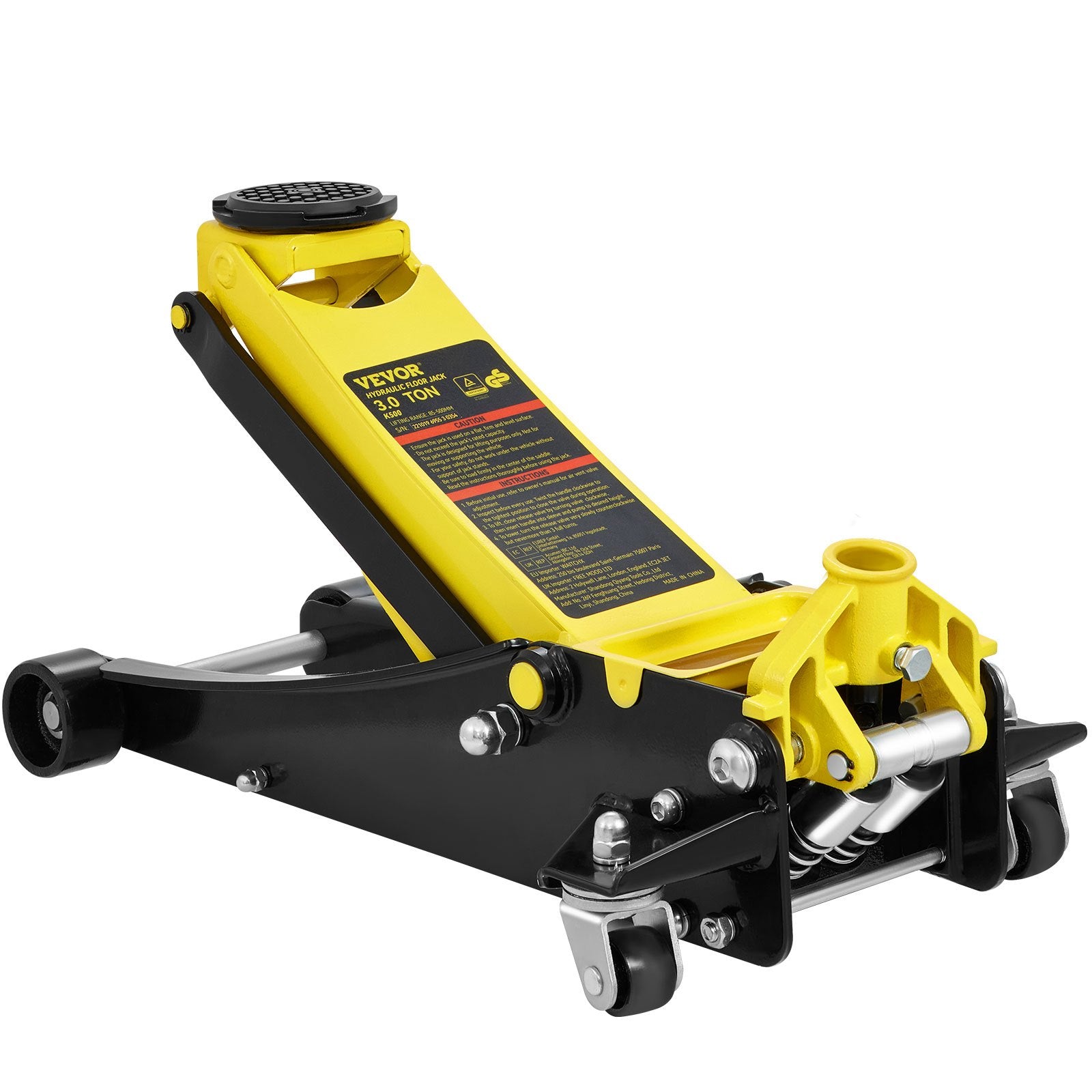 Floor Jack, 3 Ton Low Profile Floor Jack, Heavy-duty Steel Racing Floor Jack with Dual Pistons Quick Lift Pump, Floor Jack Lifting Range 3.35"-19.69"