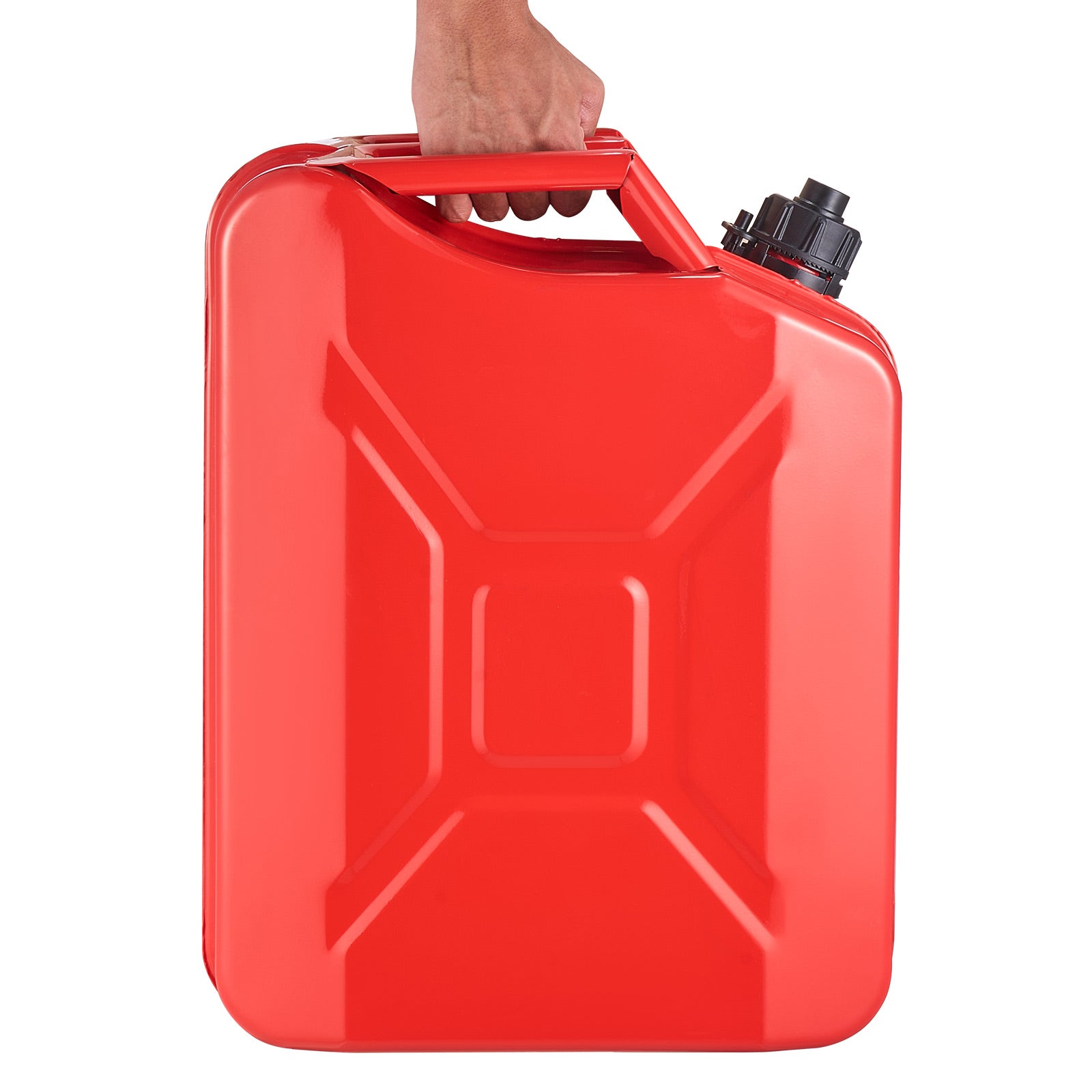 Metal Fuel Container, 5.3 Gallon, Fuel Jerry Can with Spout and Comfort Handle, 6 L/min Max Flow Rate, Leakproof & Corrosion-resistant Metal Gas Tank Most Cars Motorcycle ATV UTV, Red