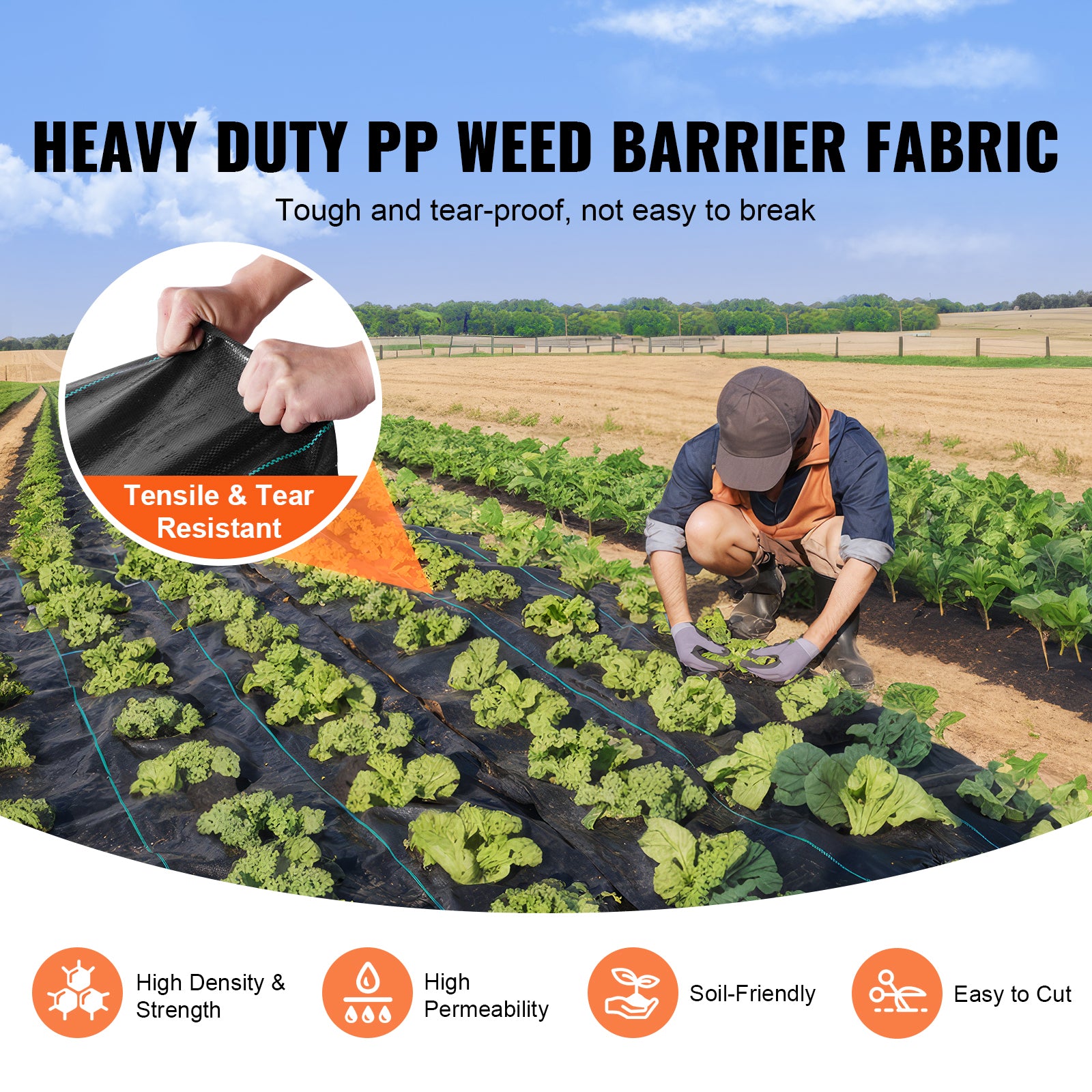 Weed Barrier Landscape Fabric 6*300FT Heavy Duty Woven PP Weed Control Mat