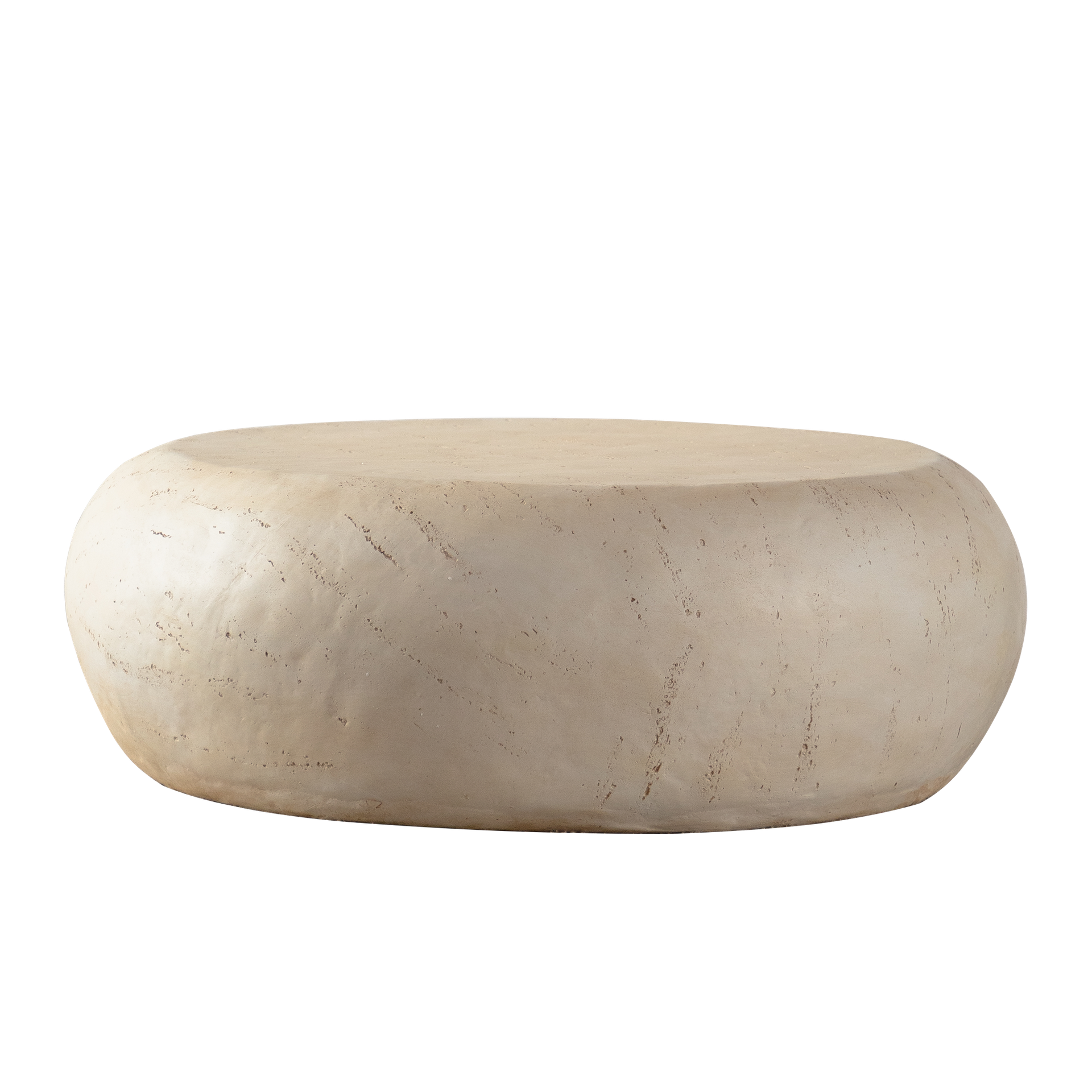 MgO Mid-Century Round Centre Coffee Table Vintage Faux Stone Sofa Pre-Modern Coffee Tables Beige Coffee Table for Living Room Office Apartment