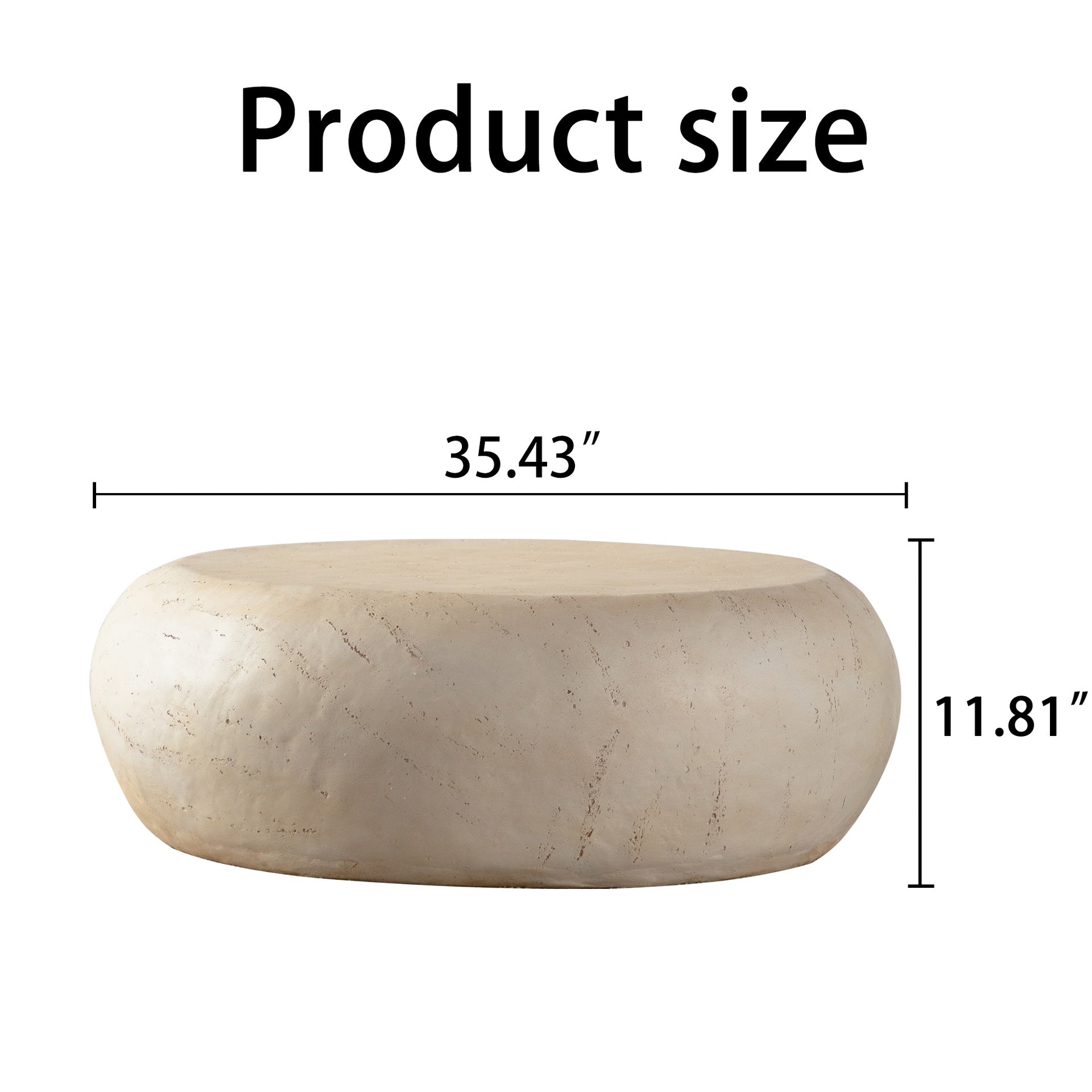 MgO Mid-Century Round Centre Coffee Table Vintage Faux Stone Sofa Pre-Modern Coffee Tables Beige Coffee Table for Living Room Office Apartment