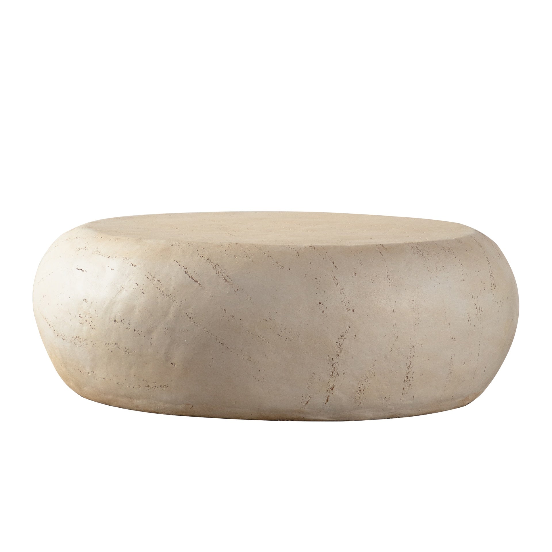 MgO Mid-Century Round Centre Coffee Table Vintage Faux Stone Sofa Pre-Modern Coffee Tables Beige Coffee Table for Living Room Office Apartment