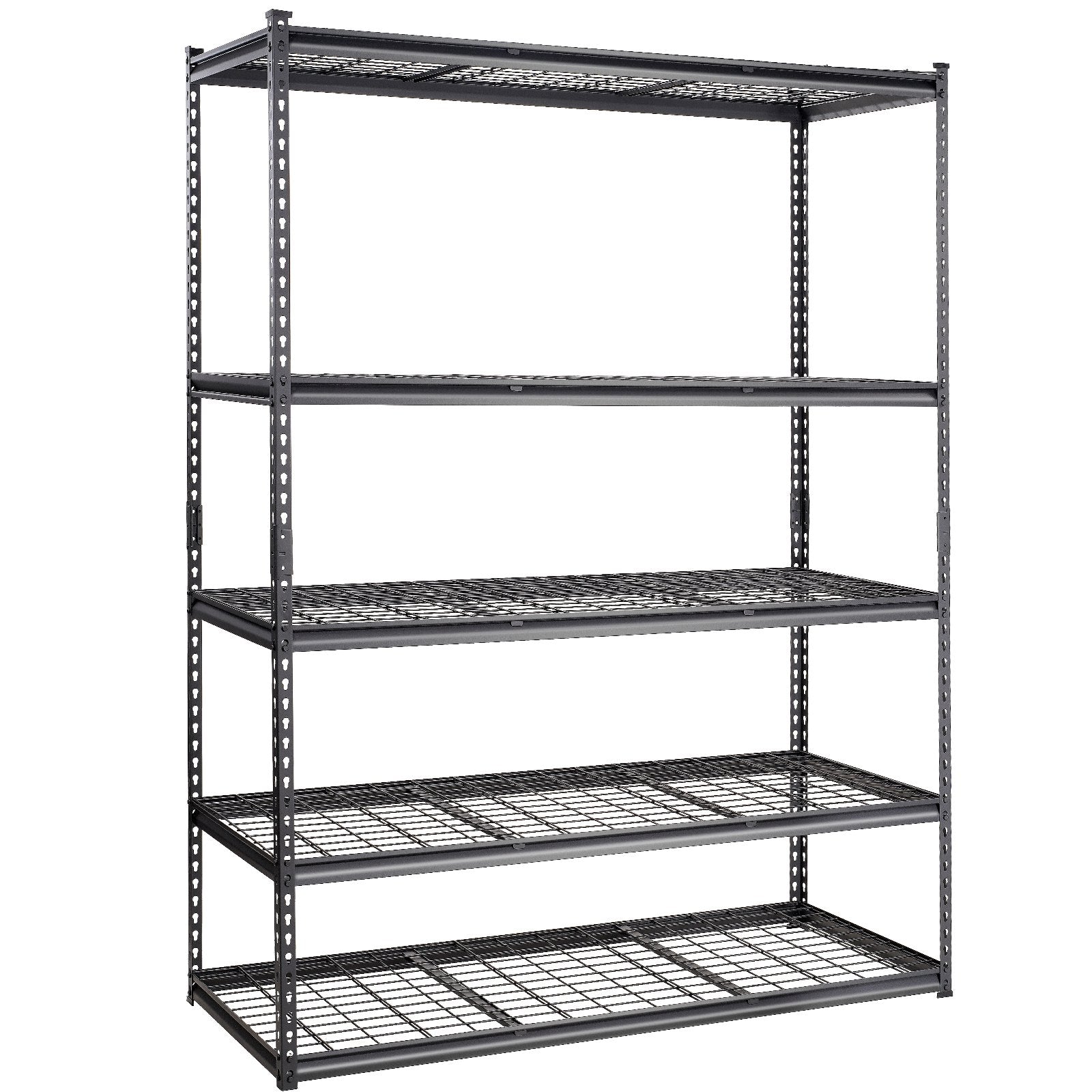 Storage Shelving Unit, 5-Tier Adjustable, 2000 lbs Capacity, Heavy Duty Garage Shelves Metal Organizer Wire Rack, Black, 60" L x 24" W x 78" H for Kitchen Pantry Basement Bathroom Laundry Closet