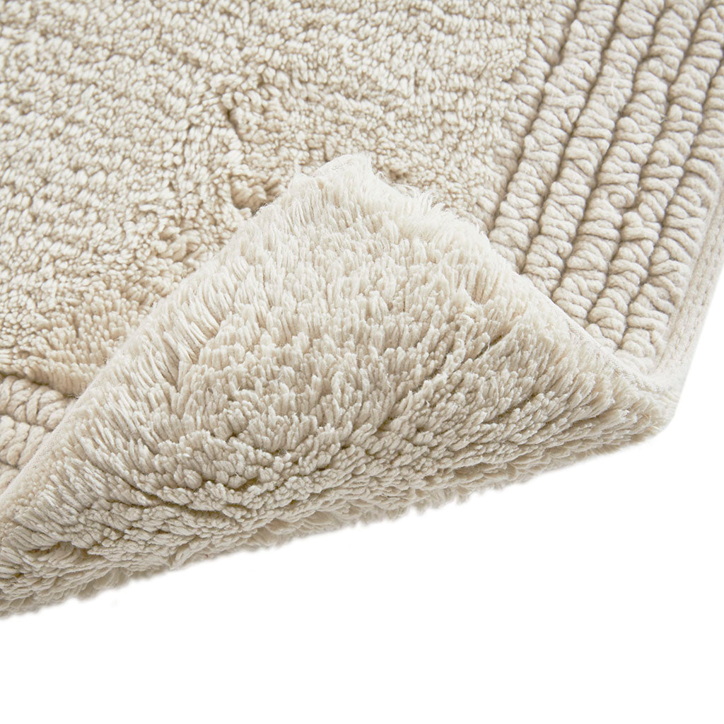 100% Cotton Tufted 3000 GSM Reversible Bath Rug Natural 21x34"
