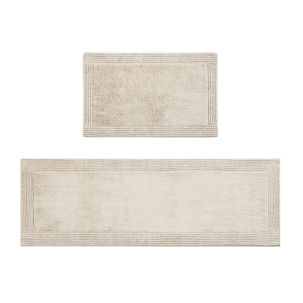 100% Cotton Tufted 3000 GSM Reversible Bath Rug Natural 21x34"