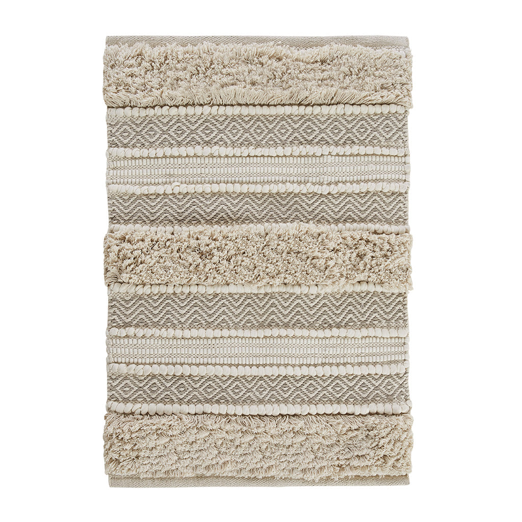 Woven Texture Stripe Bath Rug Natural 20x32"