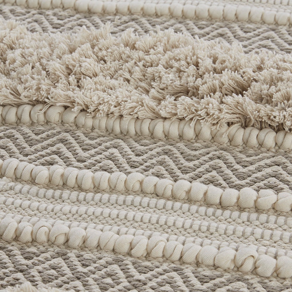 Woven Texture Stripe Bath Rug Natural 20x32"
