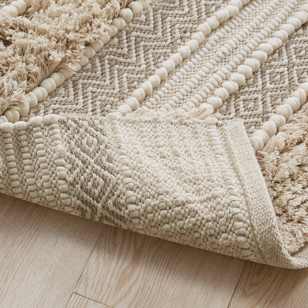 Woven Texture Stripe Bath Rug Natural 20x32"