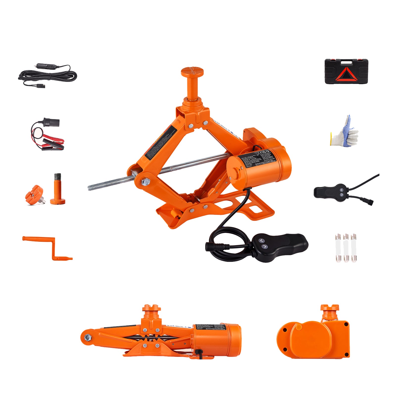 Electric Car Jack, 3 Tons /6600 lbs Scissor Jack, 12V Electric Automatic Jack with Double Saddles and Remote Control, Portable Car Jack for Sedan, SUV, Truck Tire Change