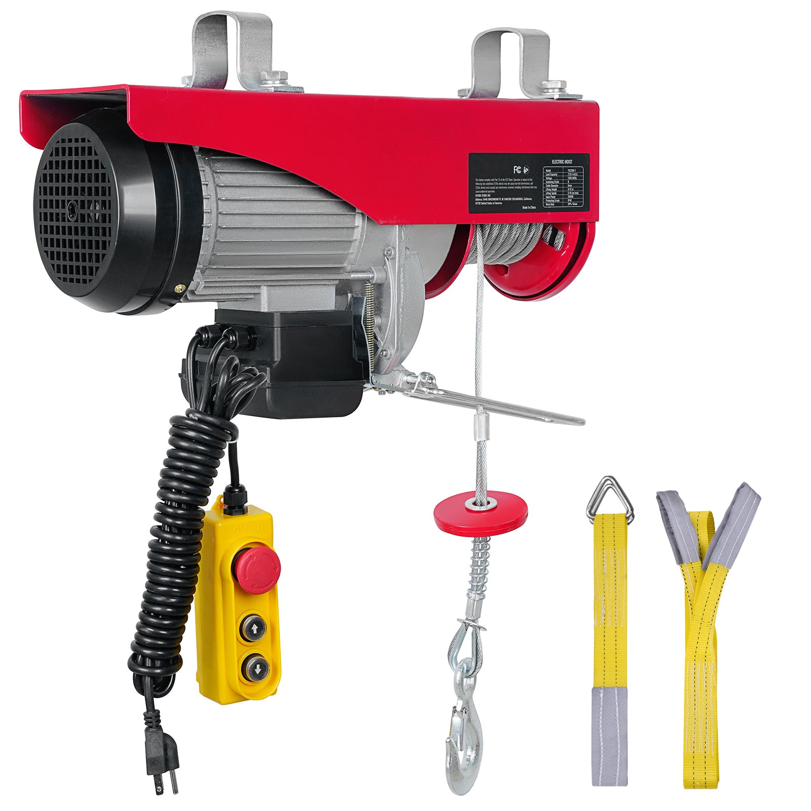 Electric Hoist, 440lbs Garage Hoist with 14ft Wired Control, 110 volt Electric Hoist Winch 40ft Single Cable Lifting Height, Pure Copper Motor and Emergency Stop Switch