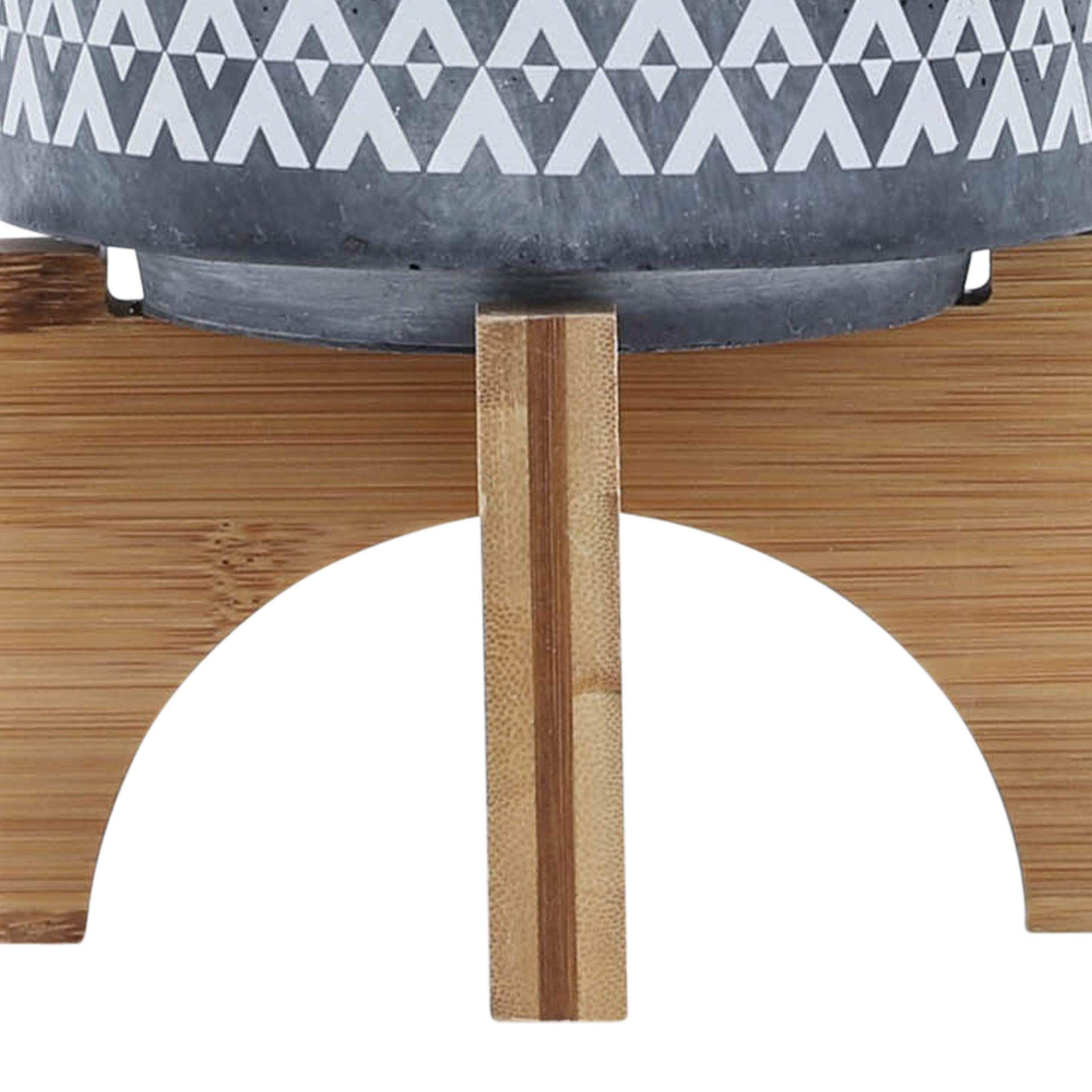 CERAMIC 5" AZTEC PLANTER ON WOODEN STAND, GRAY