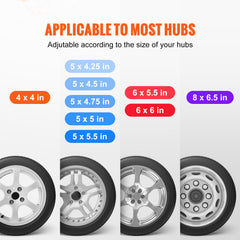 Spare Tire Carrier, Trailer Spare Tire Mount, 160 lbs Capacity, Utility Trailer Accessories Fits Most 4 & 5 & 6 & 8 Lugs Wheels on 4", 4.25", 4.5", 4.75", 5", 5.5", 6", 6.5" Bolt Patterns