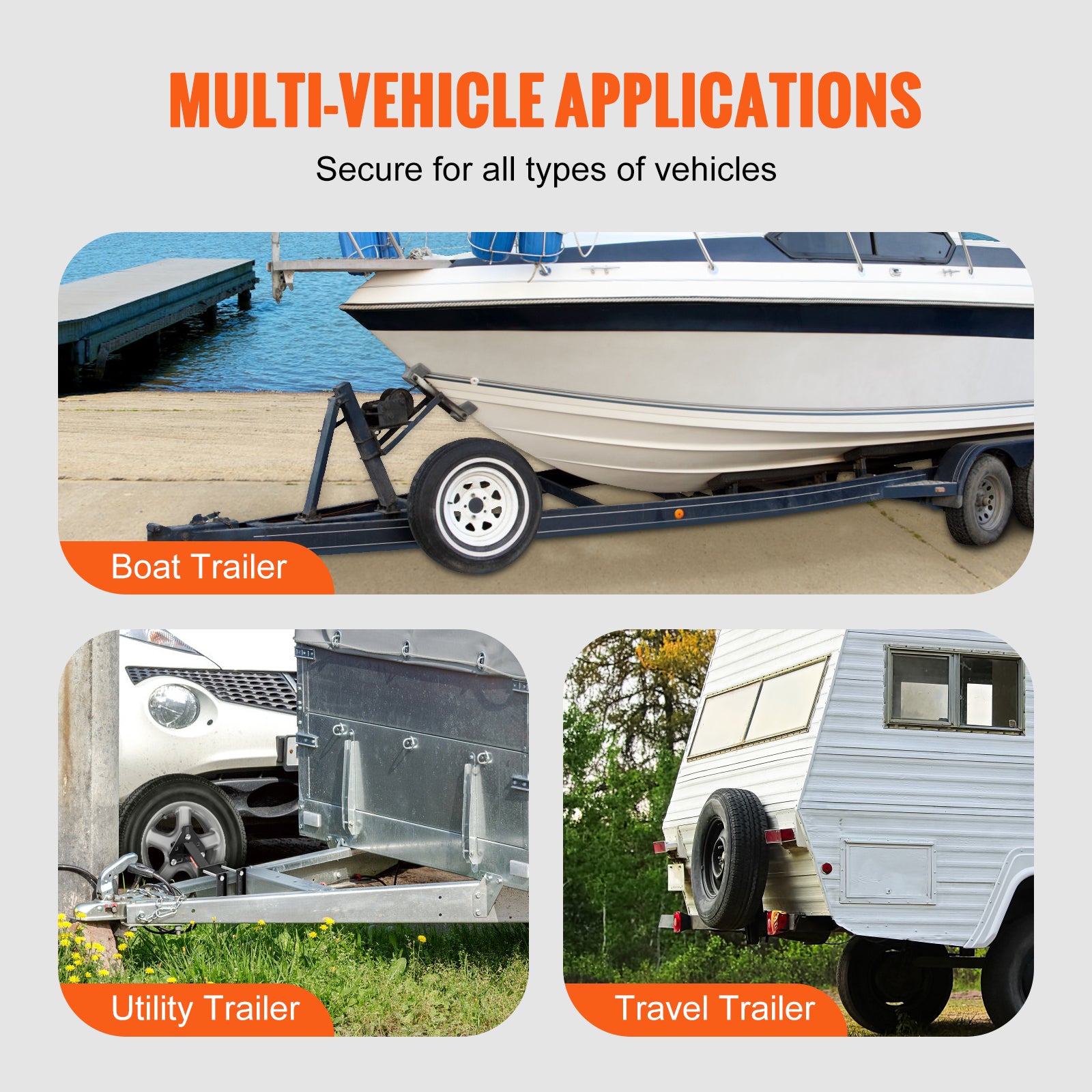 Spare Tire Carrier, Trailer Spare Tire Mount, 160 lbs Capacity, Utility Trailer Accessories Fits Most 4 & 5 & 6 & 8 Lugs Wheels on 4", 4.25", 4.5", 4.75", 5", 5.5", 6", 6.5" Bolt Patterns