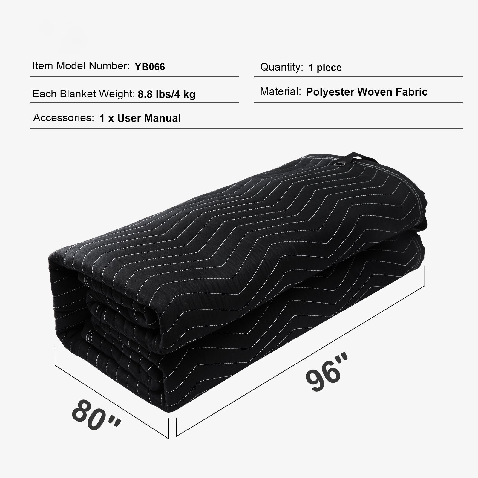 Sound Dampening Blanket, 96" x 80", Extra Large Studio Grommeted Soundproof Blanket with Grommets, Light Blocker for Door Acoustic Noise Blocking Blanket Studio Sound Absorption Sheet, Black