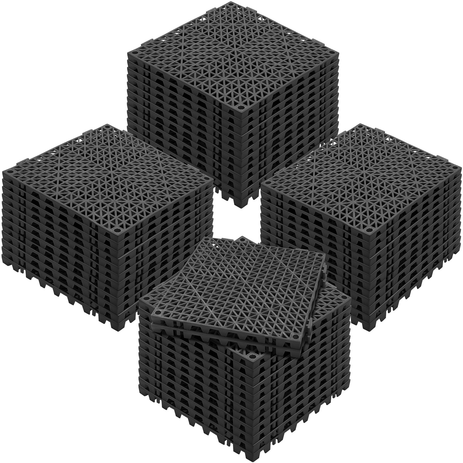 Interlocking Tile 50PCS Black, Drainage Tiles 12" x 12" Splicing, Soft PVC Interlocking Drainage Floor Tiles, Non-Slip Drainage Holes for Restroom, Bathroom, Kitchen, Pool, Wet Areas
