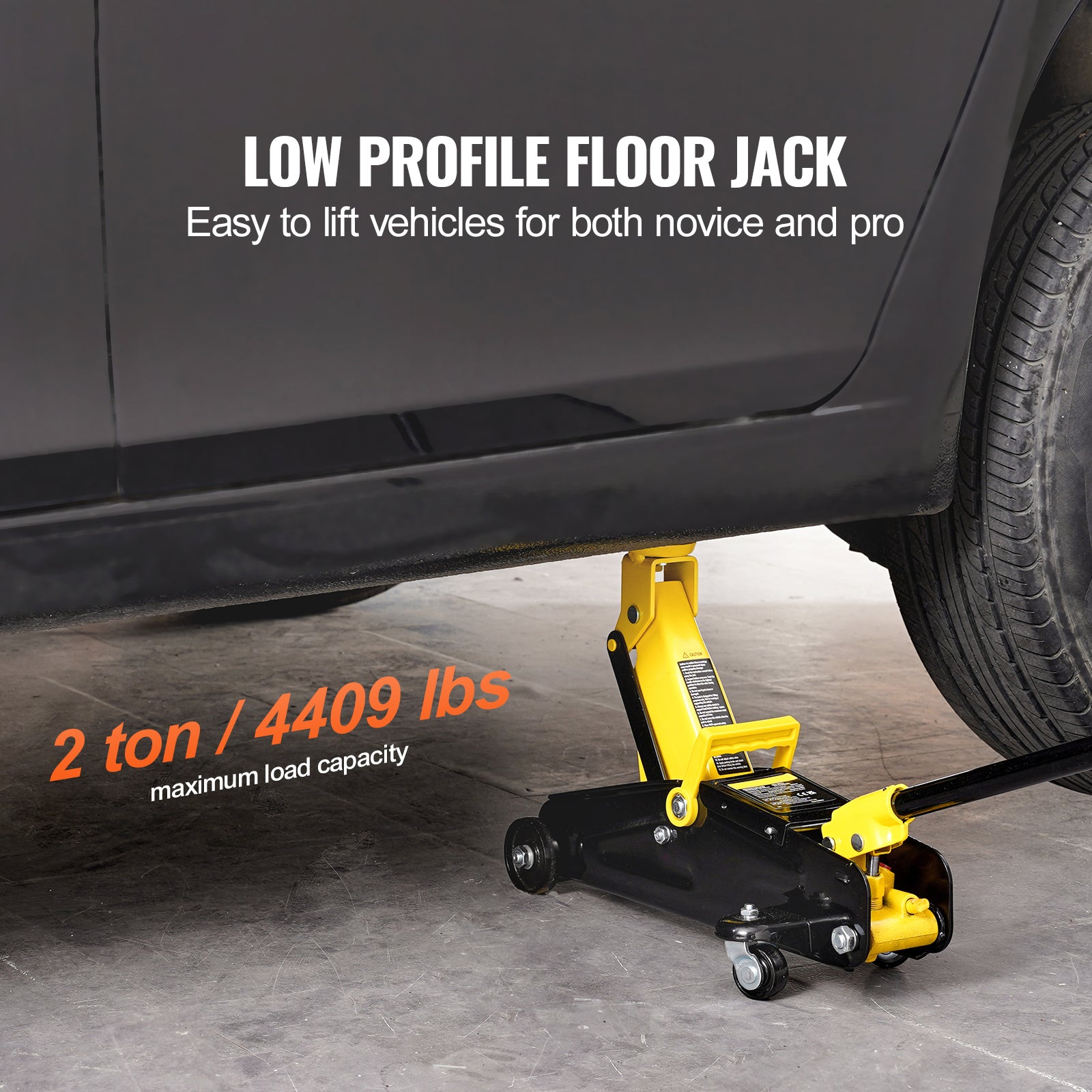 Low Profile Floor Jack 2 Ton Heavy Duty Single Piston Hydraulic Pump